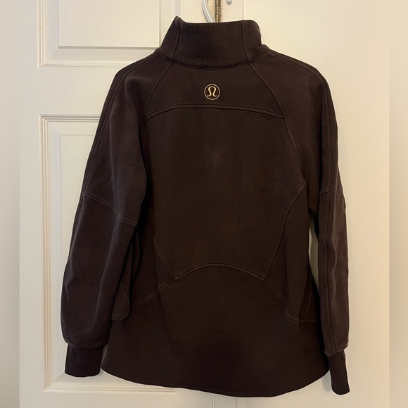 Lululemon Scuba Oversized Funnel Neck Half Zip Long in Espresso/Gold 🌟 - Picture 3 of 3